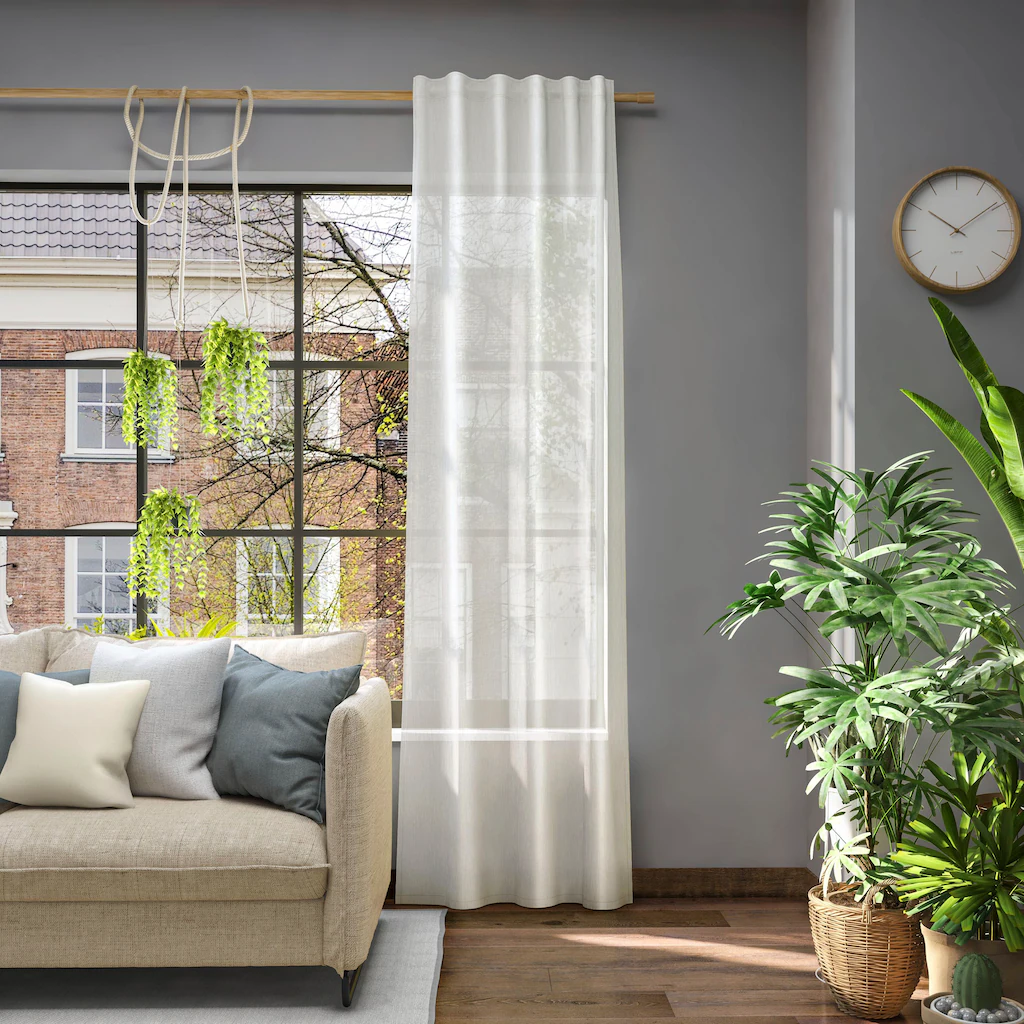 Bild von Vorhang NEUTEX FOR YOU "Libre-ECO", beige (creme), B:142cm H:250cm, Jacquard, Polyester, Gardinen, Nachhaltig, nach Maß