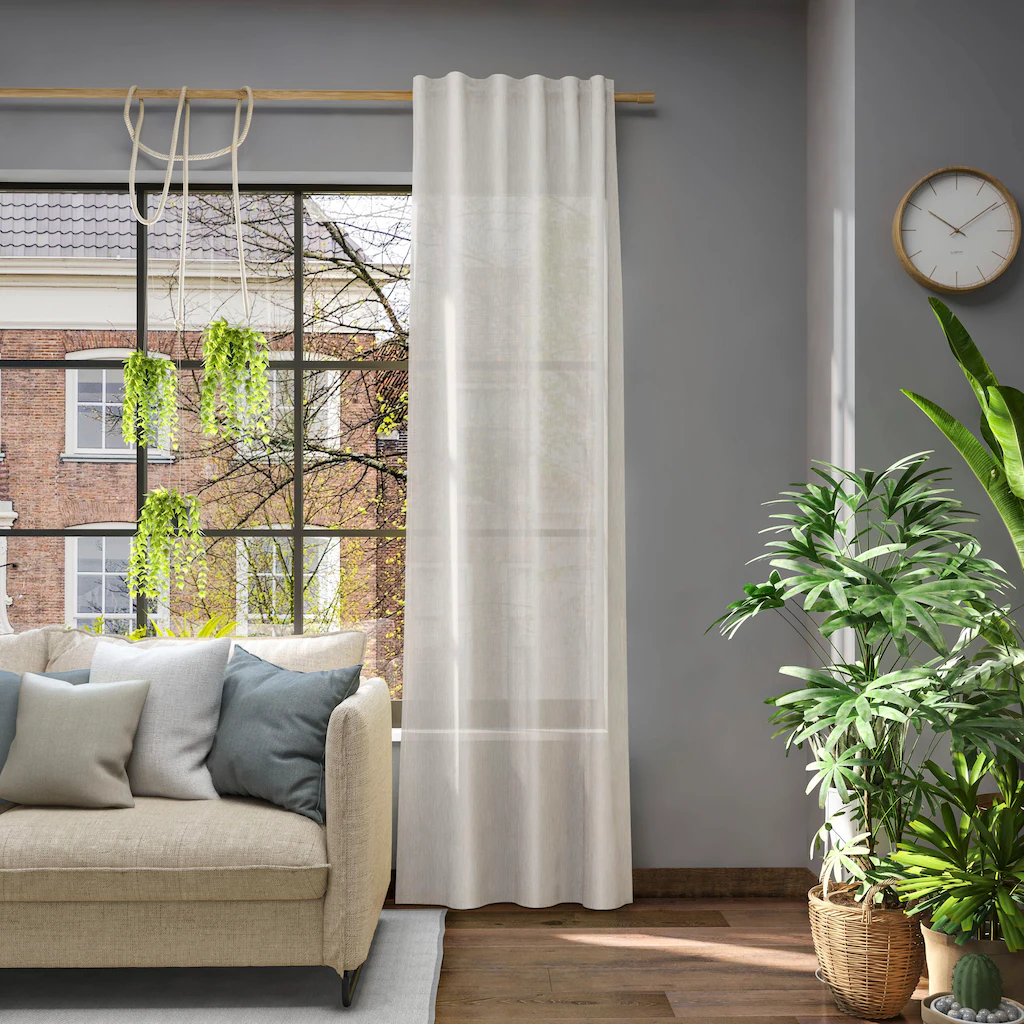 Bild von Vorhang NEUTEX FOR YOU "Libre-ECO", braun (leder), B:142cm H:185cm, Jacquard, Polyester, Gardinen, Nachhaltig, nach Maß