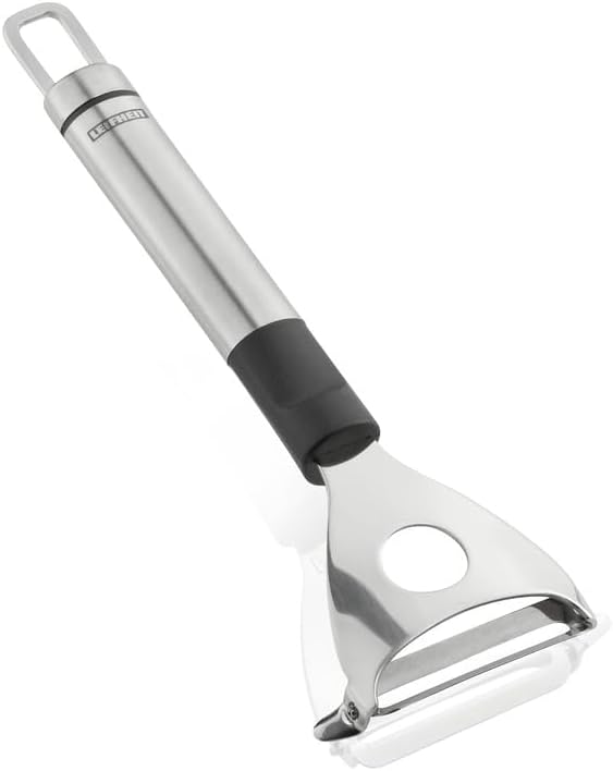 Bild von Leifheit Kartoffelschäler ProLine-Serie, Schäler aus rostfreiem Edelstahl, Spargelschäler, Sparschäler, Gemüseschäler, schält dünne Scheiben, hochwertiges Design, mit praktischer Aufhängeöse, silber