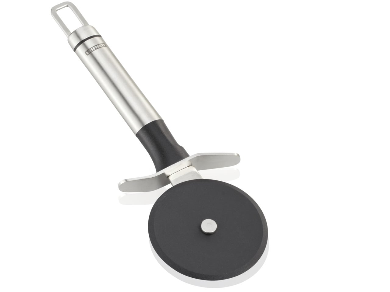 Bild von Leifheit Pizzaschneider NylonSterling-Serie, Pizzaroller aus Edelstahl mit Nylonrad, Schneiden ohne Kratzer, Pizza cutter mit ovaler Griffform, Fingerschutz und praktischer Aufhängeöse, silber