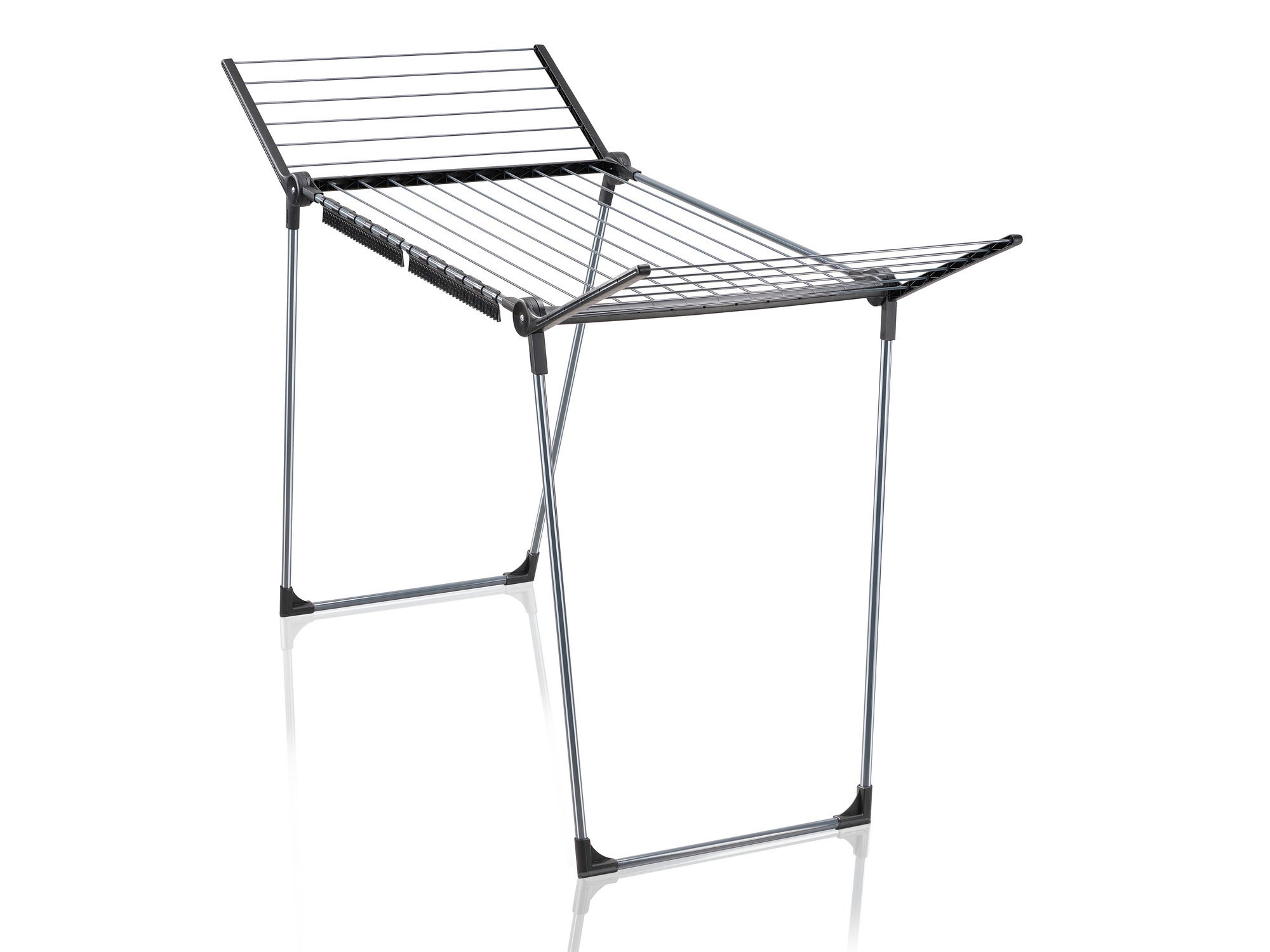 Bild von Leifheit Wäscheständer Pegasus 180 Solid Black, schwarzer Standtrockner mit Flügeln für lange Kleidungsstücke, standfester Wäschetrockner Ständer für drinnen und draußen, Wäschereck in modernem Design