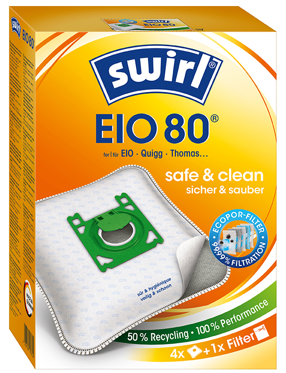 Bild von Swirl Staubsaugerbeutel EIO 80 mit MicroporPlus-Filter VE=4 Stück
