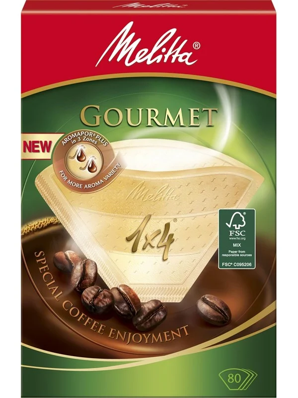 Bild von Melitta Gourmet 1x4 / 80 Stück, Zubehör Kaffeemaschinen, Braun