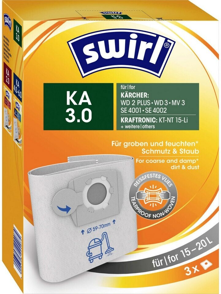 Bild von Swirl KA 3.0 Staubsaugerbeutel für Kärcher WD 3 und Shop-Vac Nass-/Trockensauger