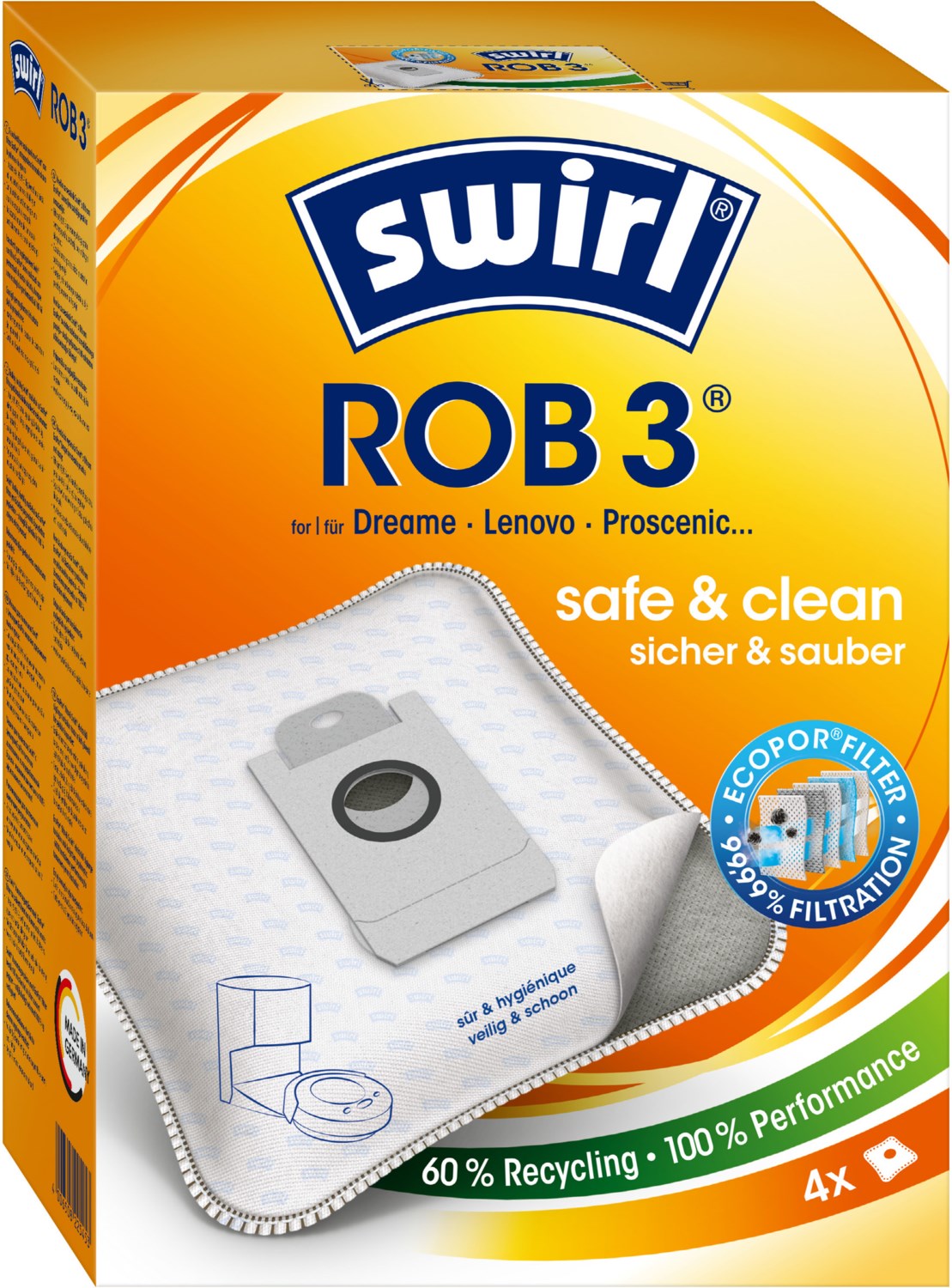 Bild von Swirl ROB 3 EcoPor Staubsaugerbeutel für Dreame, Lenovo und Proscenic
