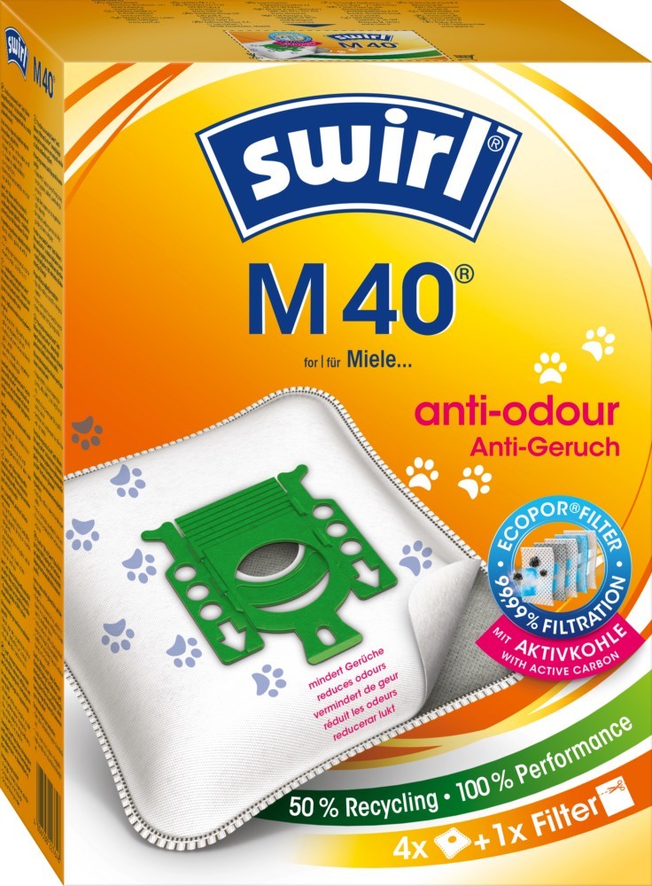 Bild von Swirl M 40 EcoPor Anti-Geruch Staubsaugerbeutel für Miele, Hoover, 4 Beutel
