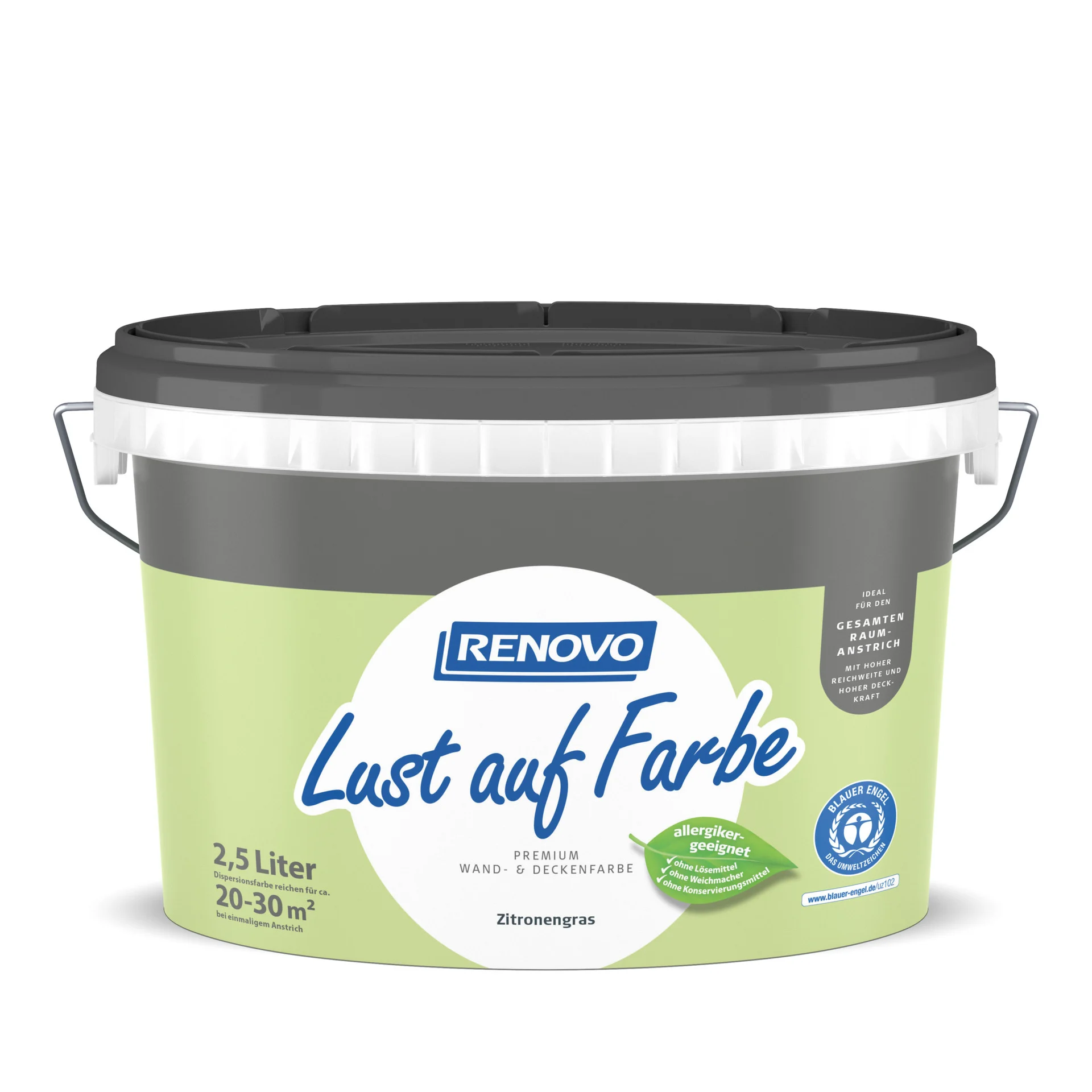 Bild von Trendfarbe Zitronengrass 2,5 L Renovo Lust auf Farbe - Wandfarbe Deckenfarbe