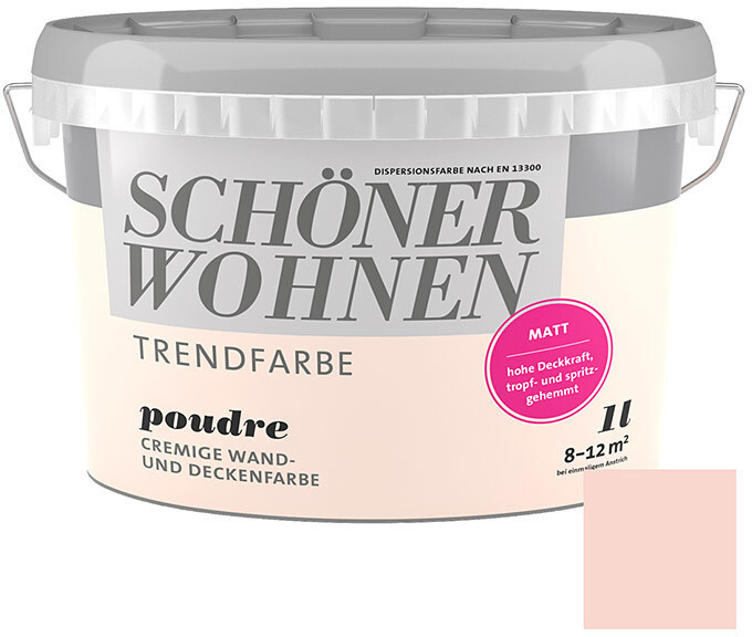 Bild von Schöner Wohnen Farbe Trendfarbe 'Poudre' zartrosa matt 1 l