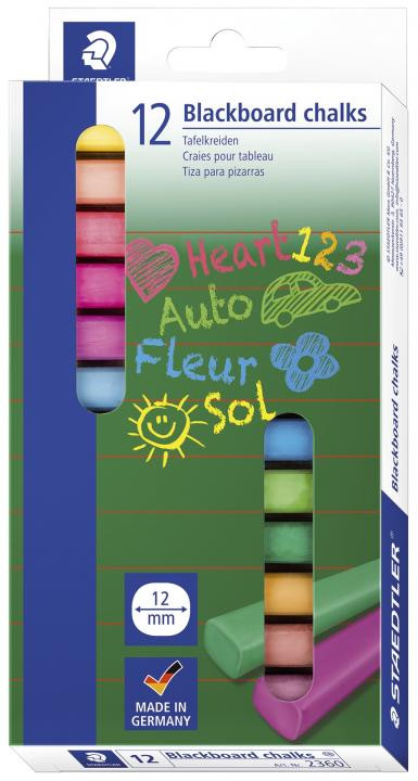 Bild von STAEDTLER® Wandtafelkreide, Kartonetui mit 12 Wandtafelkreiden in sortierten Farben