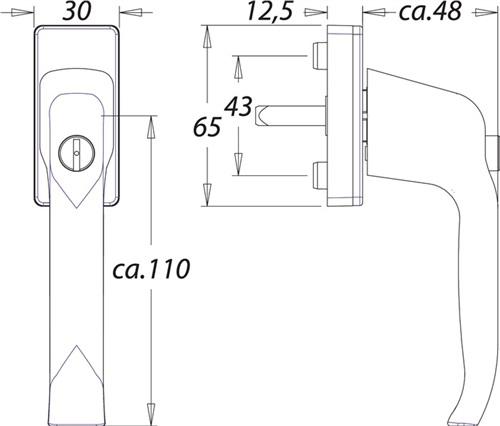 Bild von EDI, Türgriff + Fenstergriff, Fenstergriff 1003/2035 Aluminium F1 / naturfarbig 35 mm abschliessbar (Türgriff)