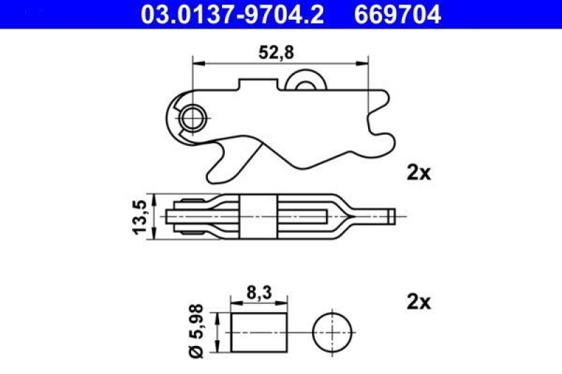 Bild von ATE Zubehörsatz, Feststellbremsbacken Spreizschloss 03.0137-9704.2  VW,MERCEDES-BENZ,MAYBACH,CRAFTER 30-50 Kasten (2E_),CRAFTER 30-35 Bus (2E_)