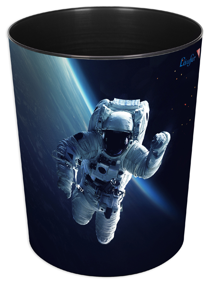 Bild von Läufer 26669 Papierkorb Astronaut, 13 Liter Mülleimer, perfekt für das Kinderzimmer, rund, stabiler Kunststoff, Abfalleimer für Kinder