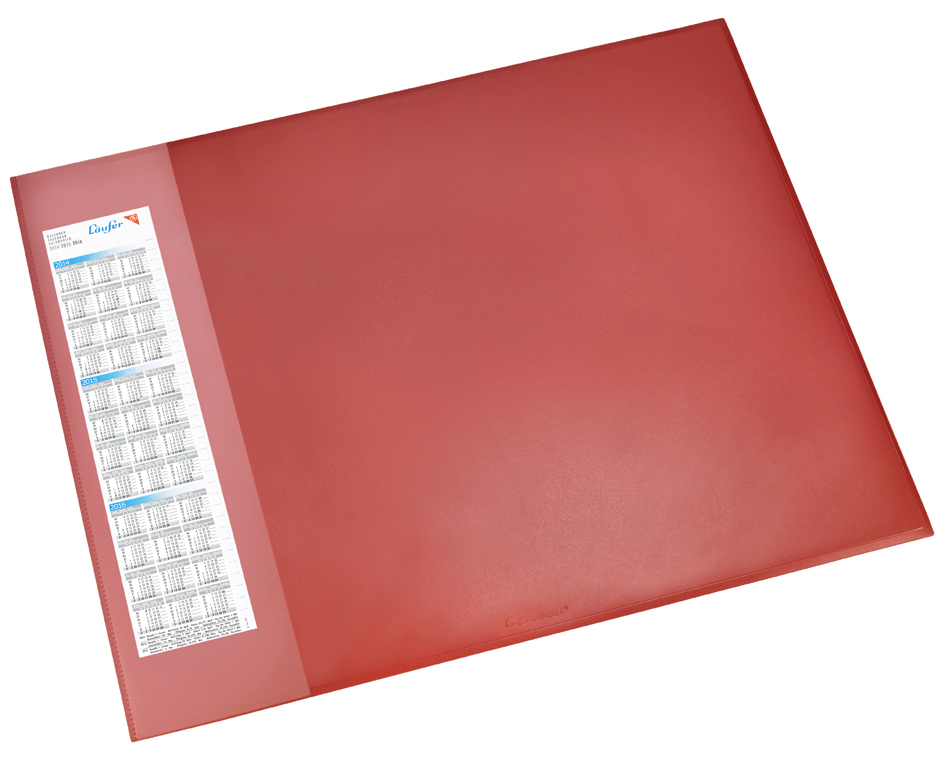 Bild von Läufer 41654 Durella D1 Schreibtischunterlage mit transparenter Seitenleiste und Kalender, 52x65cm, rot, rutschfeste Schreibunterlage
