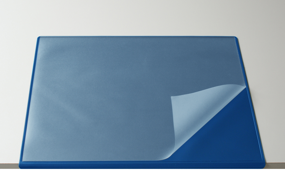 Bild von Läufer 44625 Durella Flexoplan Schreibtischunterlage mit Kantenschutz und transparenter Auflage, 52 x 65 cm, rutschfeste Schreibunterlage, blau