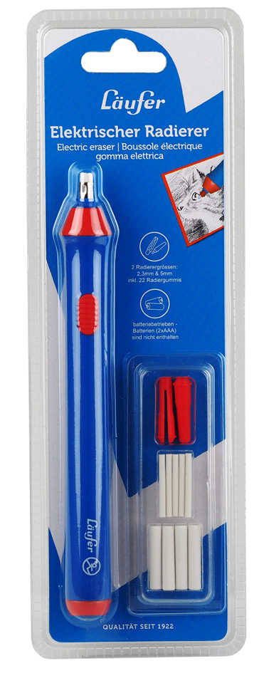 Bild von Läufer 69607 Elektrischer Radiergummi, inkl. 23 Radierer & 69545 Radierstift blau, inkl. 2 Ersatzradierer, nachfüllbarer Radiergummi, sehr präzise, Blisterkarte enthält 1 Radierstift&2 Ersatzradierer