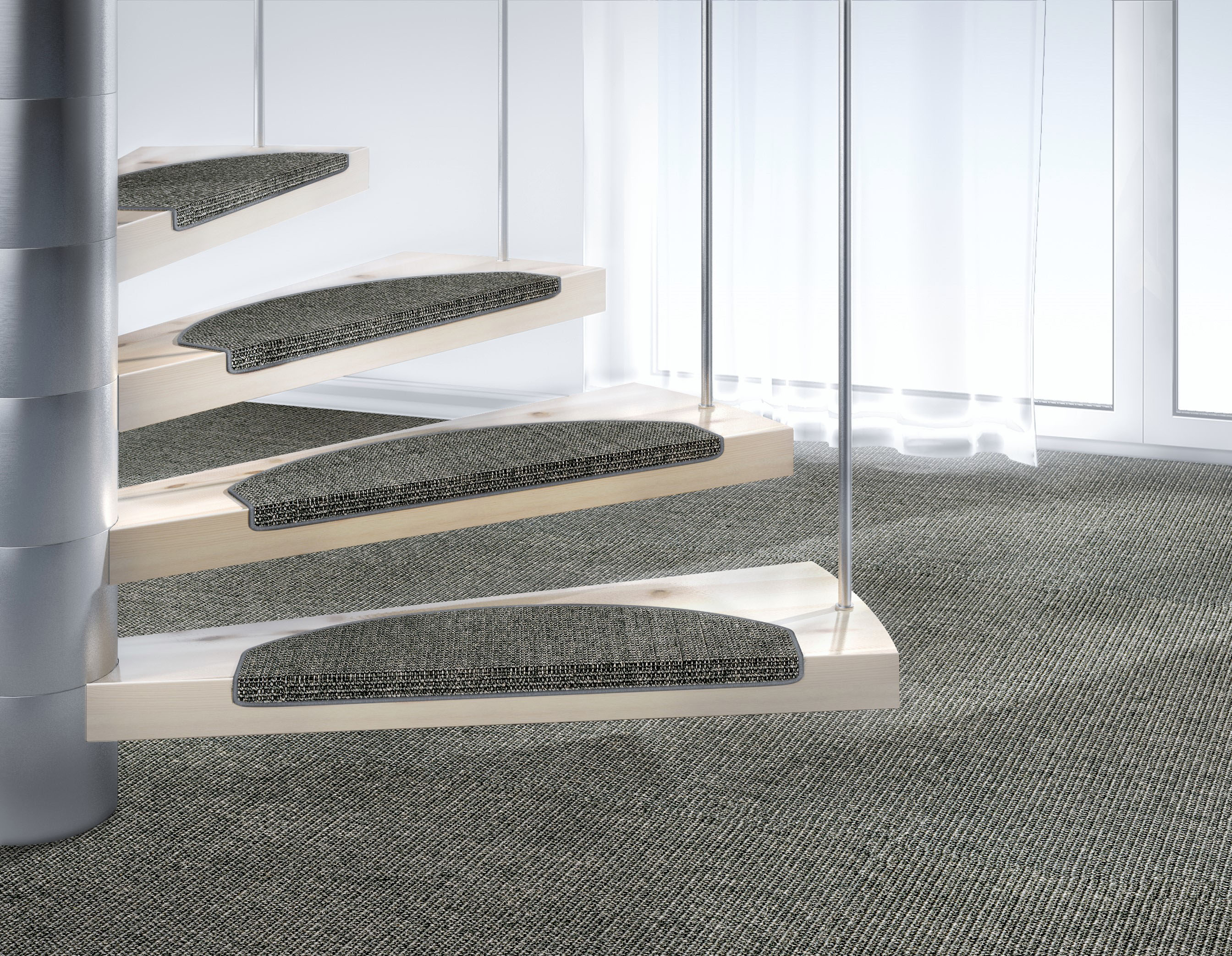Bild von Dekowe Stufenmatte »Mara S2«, halbrund, 5 mm Höhe, 100% Sisal, große Farbauswahl, selbstklebend, auch als Set 15 Stück