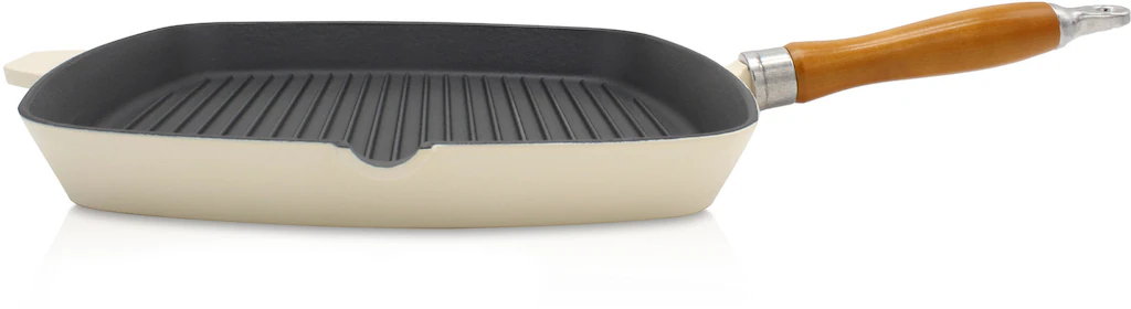 Bild von Steakpfanne KRÜGER "Einsenguss Grill-/ Steakpfanne SAVANNA, 28 x 28cm", beige (creme), B:28cm H:3,2cm L:28cm, Pfannen, für Induktions-Kochfelder geeignet