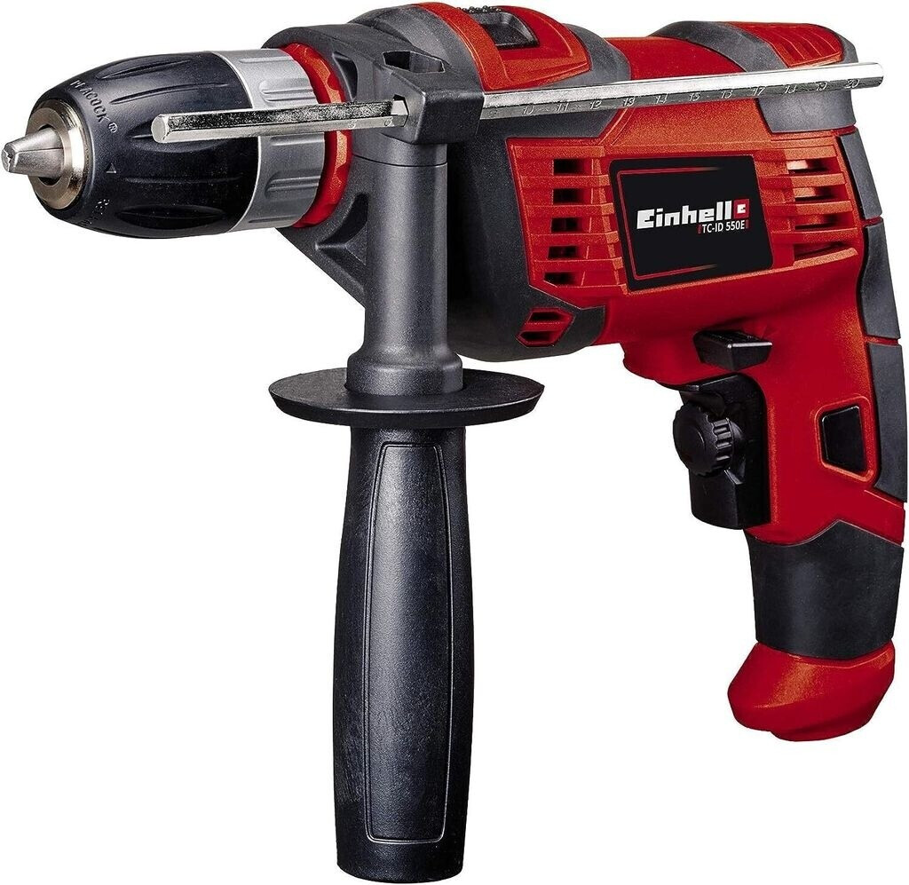 Bild von Einhell TC-ID 550 E. Produktdesign: Handbohrmaschine. Spannbereich (max.): 1,3 cm, Leerlaufdrehzahl (max.): 2800 RPM, Bohrdurchmesser in Holz (max.): 2,5 cm. Energiequelle: AC, Eingangsleistung: 550 W, AC Eingangsspannung: 220 - 240 V. Gewicht: 1,66 kg, Breite: 75 mm, Tiefe: 266 mm (4258621)