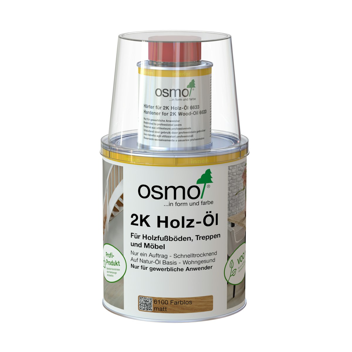 Bild von OSMO 2-K Holz-Öl -6112 Silbergrau transparent-0,375 Liter