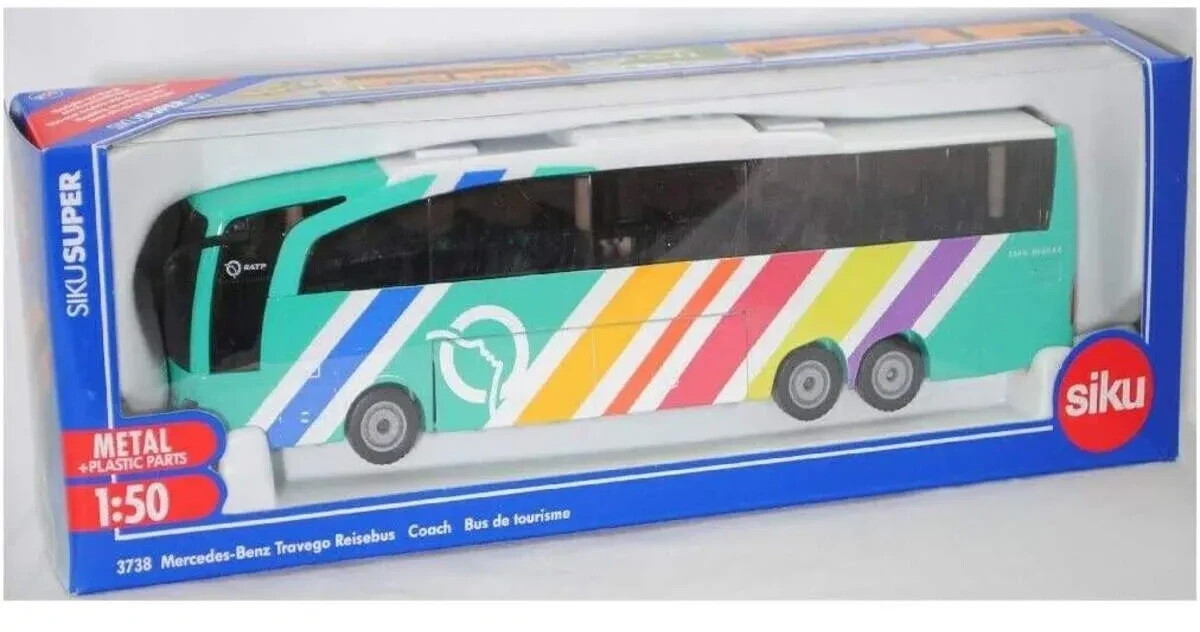 Bild von siku 3738001, Mercedes-Benz Travego Reisebus RATP Frankreich, 1:50, Metall/Kunststoff, Multicolor, Öffenbare Türen und Klappe