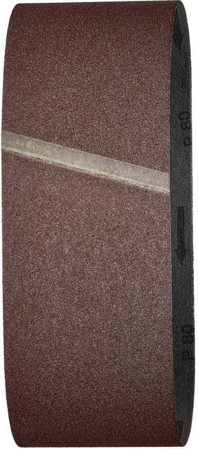 Bild von wolfcraft 3 Gewebe-Schleifbänder 100x560 mm I 1936000 I Körnung 80 I für Holz und Metall, Farbe und Lack I für Bandschleifer I Korund
