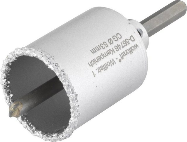 Bild von wolfcraft Bohrkrone, hartmetallbestreut, mit Spanndorn I 3895000 I Für Sanitär- und Elektroinstallationen in Mauerwerk und Stein, Schnitttiefe 55 mm