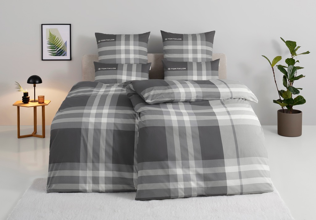 Bild von TOM TAILOR HOME Bettwäsche Nick in Gr. 135x200 oder 155x220 cm, Renforcé, 3 teilig, Biber kuschelig warm im Winter, mit Gratiszugabe Gästehandtuch