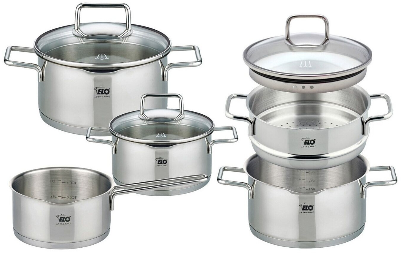 Bild von Elo Kochtopf 5-teilig SMART STEAM, Edelstahl 18/8, mit Glasdeckel