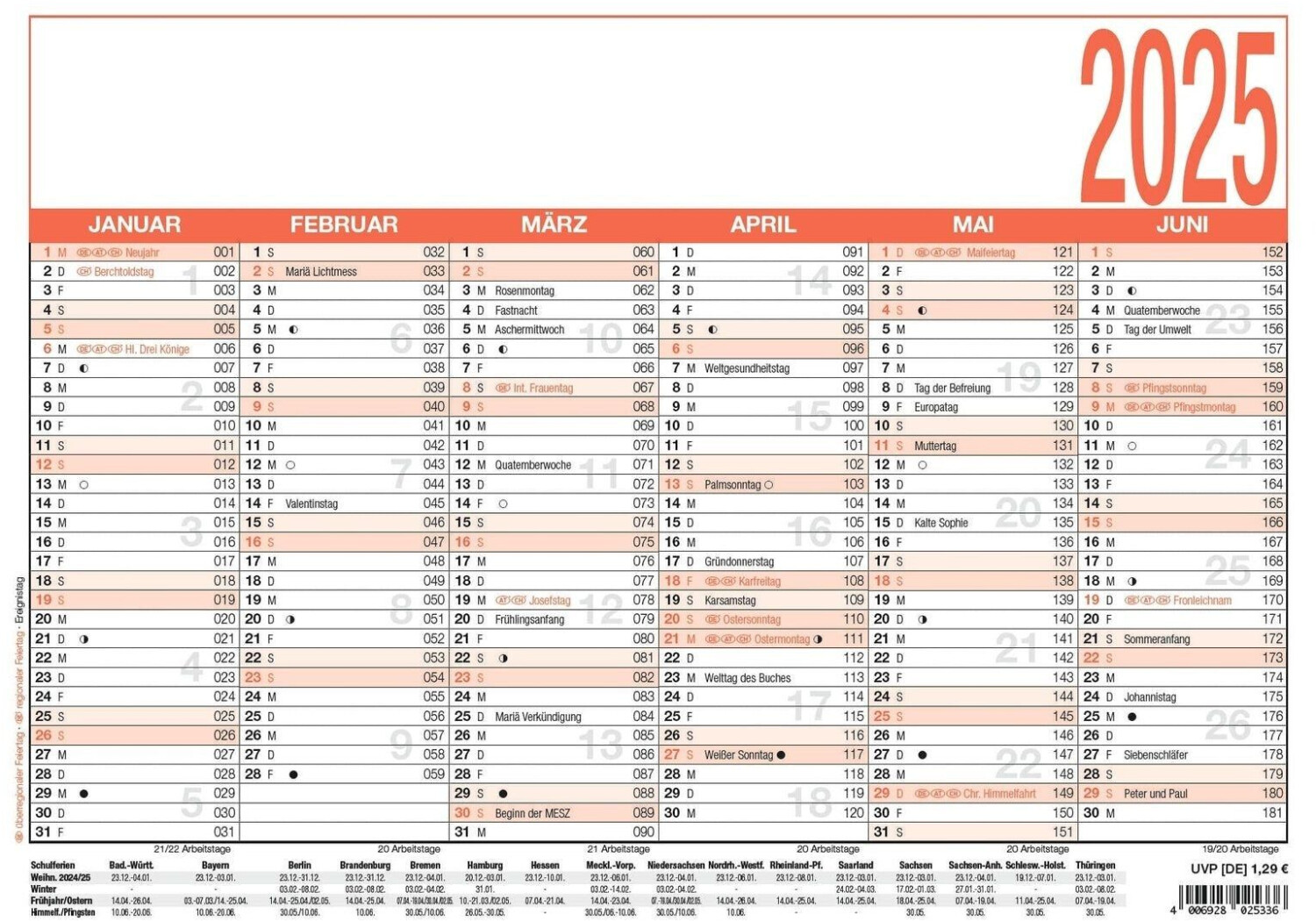 Bild von ZETTLER Terminkalender Arbeitstagekalender 907 A4 29,7x21cm 2025