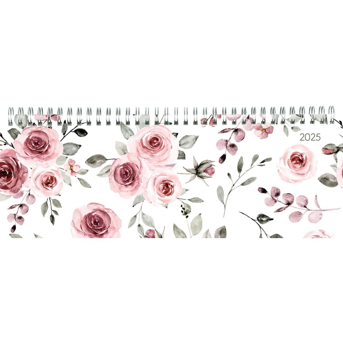 Bild von Zettler - Tisch-Querkalender 2025 Rosen, 29,7x10,5cm, Bürokalender mit 128 Seiten, 1 Woche auf 2 Seiten, Monatsübersicht, Notizbereich, Mondphasen, Ringbindung und deutsches Kalendarium