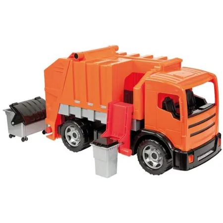 Bild von Lena 02166 Starke Riesen Müllwagen, Giga Trucks Müllfahrzeug ca. 72 cm, robuster Müll LKW mit 2 Achsen, Müllauto Funktion und 2 Mülltonnen, XXL Spielfahrzeug für Kinder ab 3 Jahre, Orange