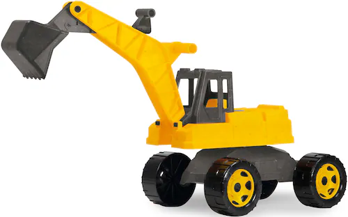 Bild von Lena 02217-Eco GIGA Trucks Aufsitz-Bagger, Starke Riesen Sandbagger ca. 70 cm, 360 Grad Schaufelbagger zum Draufsitzen, Baufahrzeug mit Holzanteil, hoher Tragkraft, Gelb, ca. 70x28x32 cm