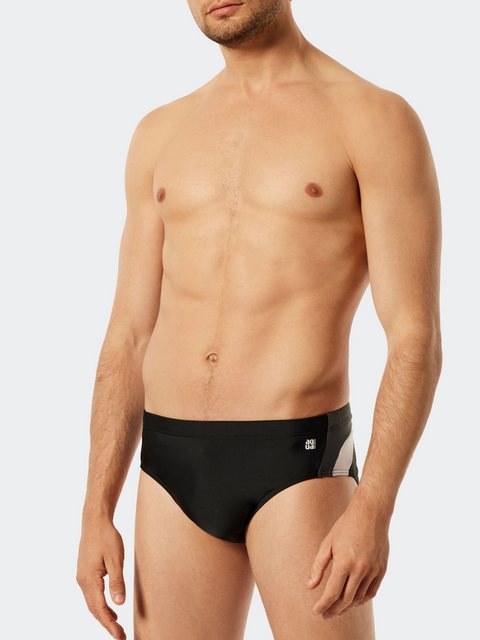 Bild von SCHIESSER Badeslip "Aqua", Mini, klassisch, Label, gestreift, für Herren, schwarz, 6
