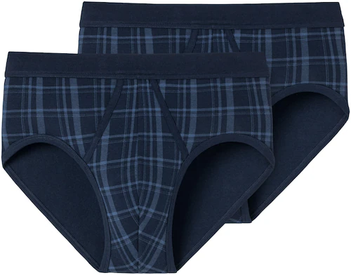 Bild von Sportslips Feinripp 2er-Pack mit Eingriff Feinripp dunkelblau Karomuster - Original Classics 6
