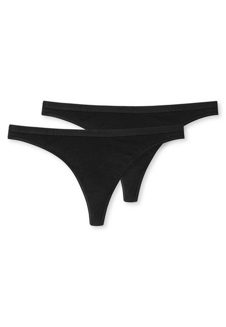 Bild von Schiesser Damen 2 Pack String Bio Baumwolle - 95/5 Organic Unterwäsche, Schwarz_174293, 34 EU
