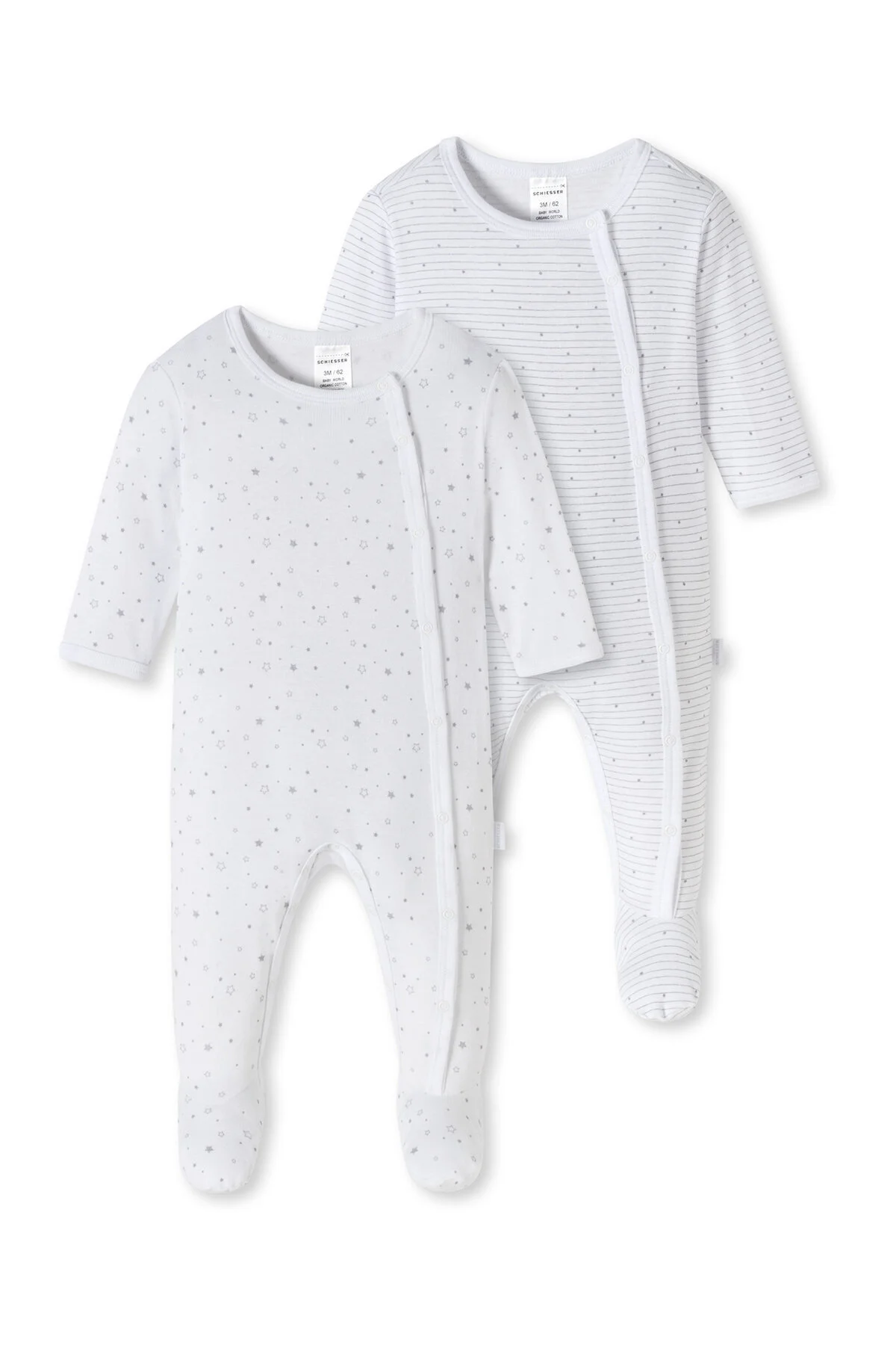 Bild von Schiesser Unisex - Baby Schlafanzug Einteiler Body mit Fuß 2er Pack Doppelpack - 179482, Größe Kinder:92, Farbe:Sortiert