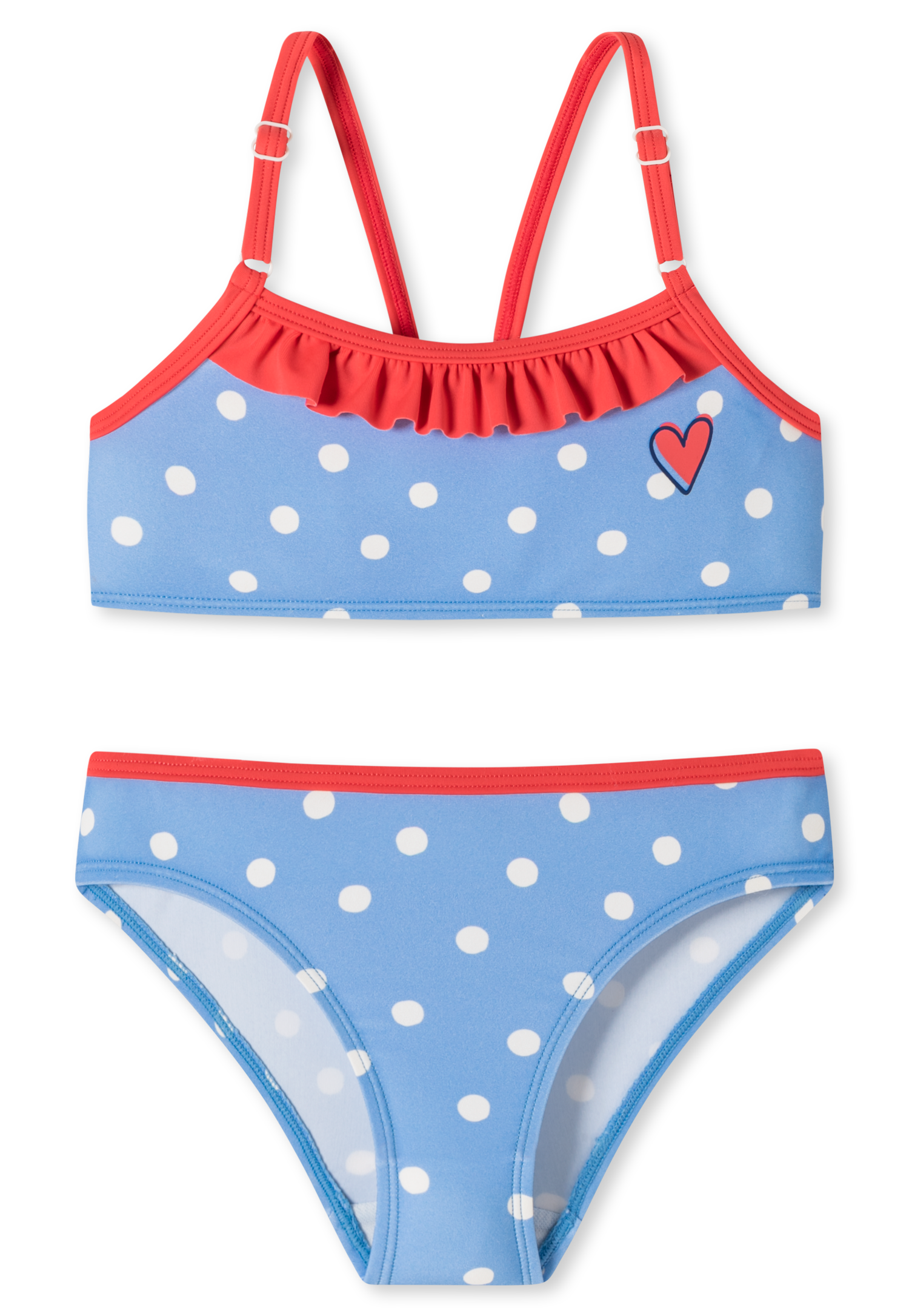 Bild von Bustier Bikini Wirkware Punkte Rüschen hellblau - Aqua Kids Girls 98