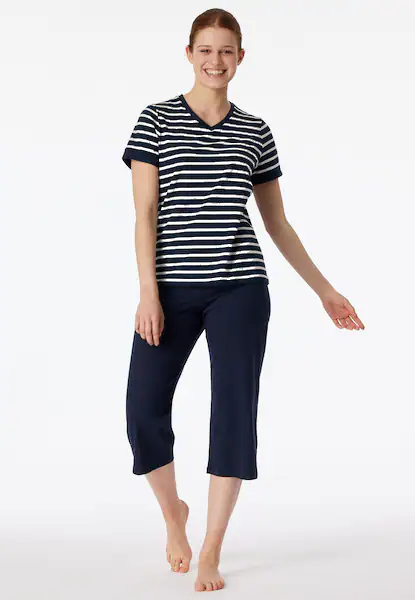 Bild von Schiesser Schlafanzug »"Casual Essentials"«, mit modisch umgeschlagenen Ärmeln