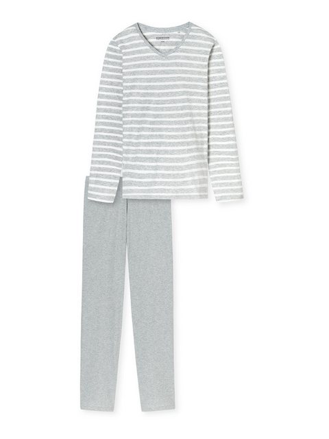 Bild von SCHIESSER Casual Essentials Schlafanzug, V-Ausschnitt, für Damen, grau, 46