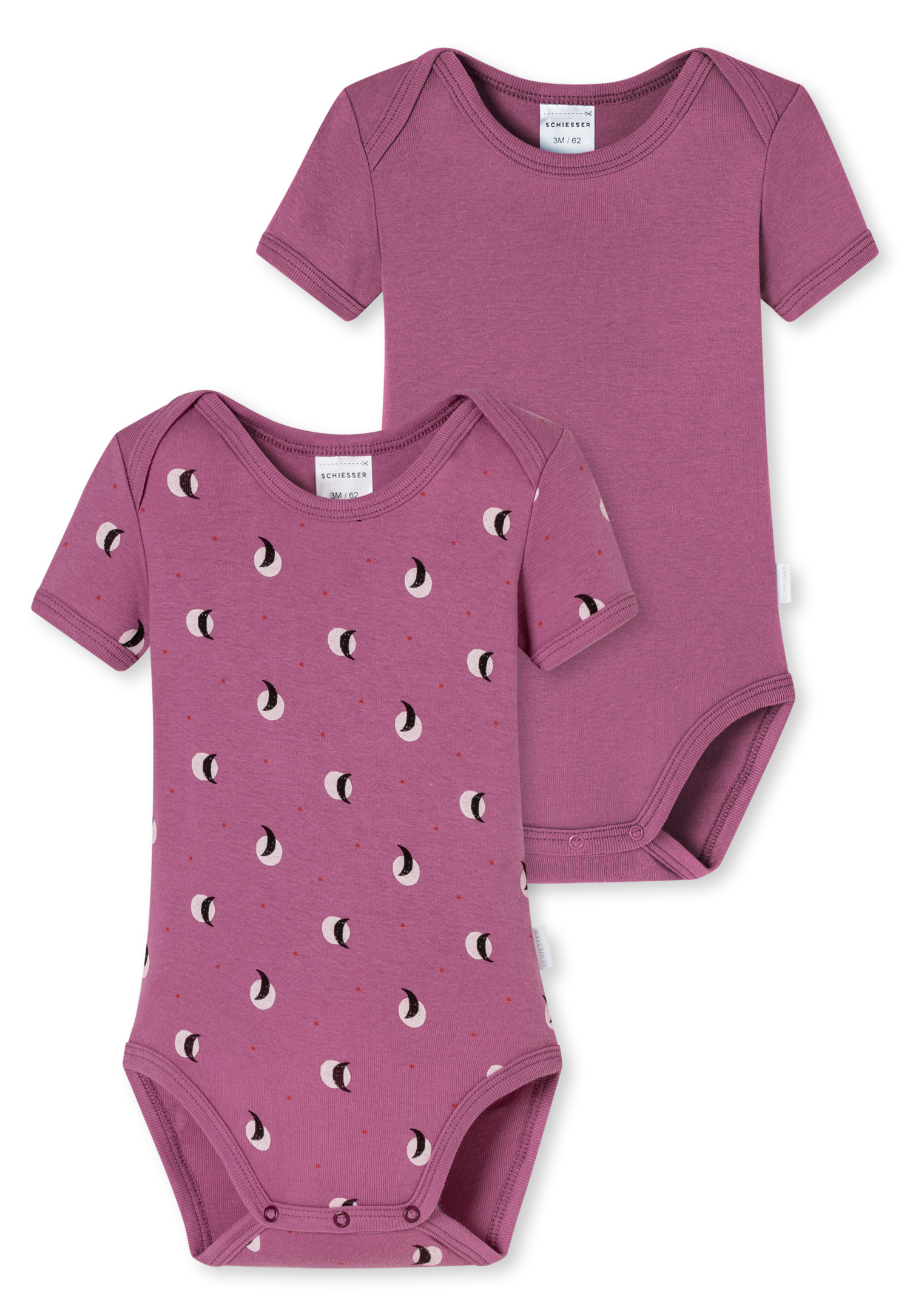 Bild von Bodys kurzarm 2er-Pack Feinripp Ringel malve - Natural Love 56