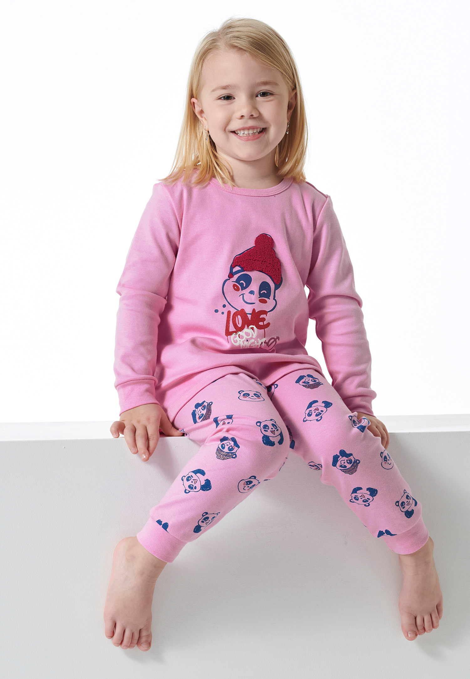 Bild von Schlafanzug lang Organic Cotton Bündchen Panda rosé - Girls World 104