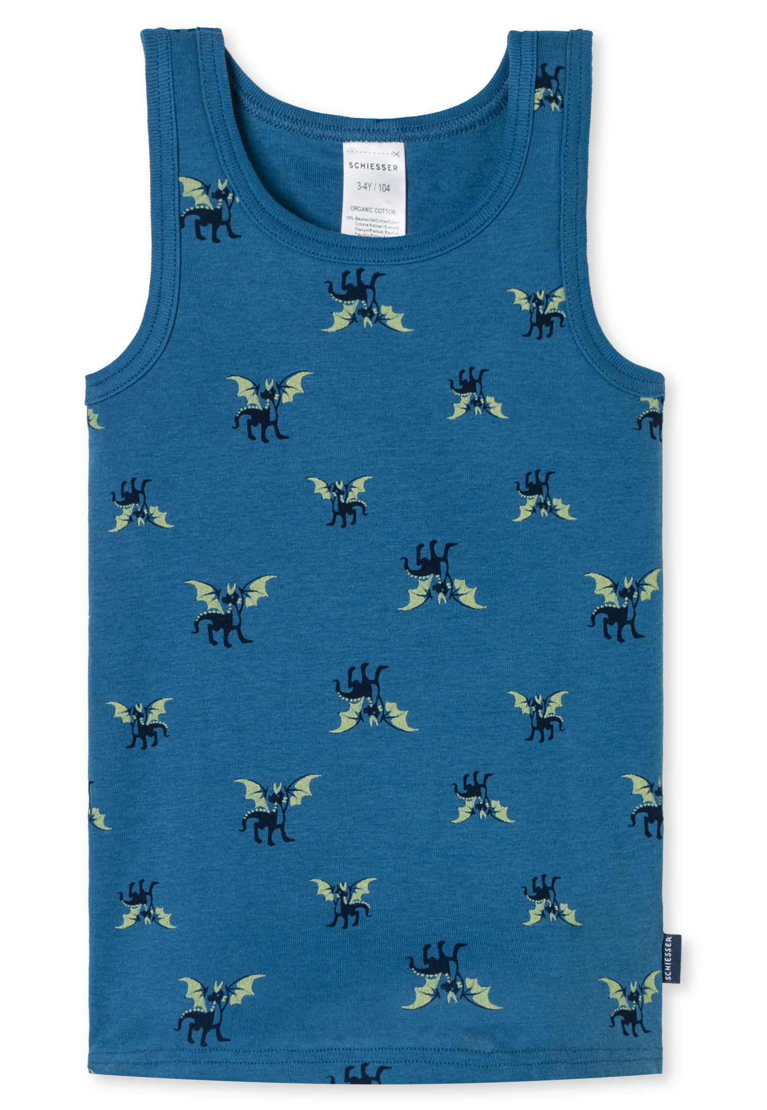 Bild von Schiesser Unterhemden 2er-Pack Drachendruck blau/weiß - Fine Rib für Jungen