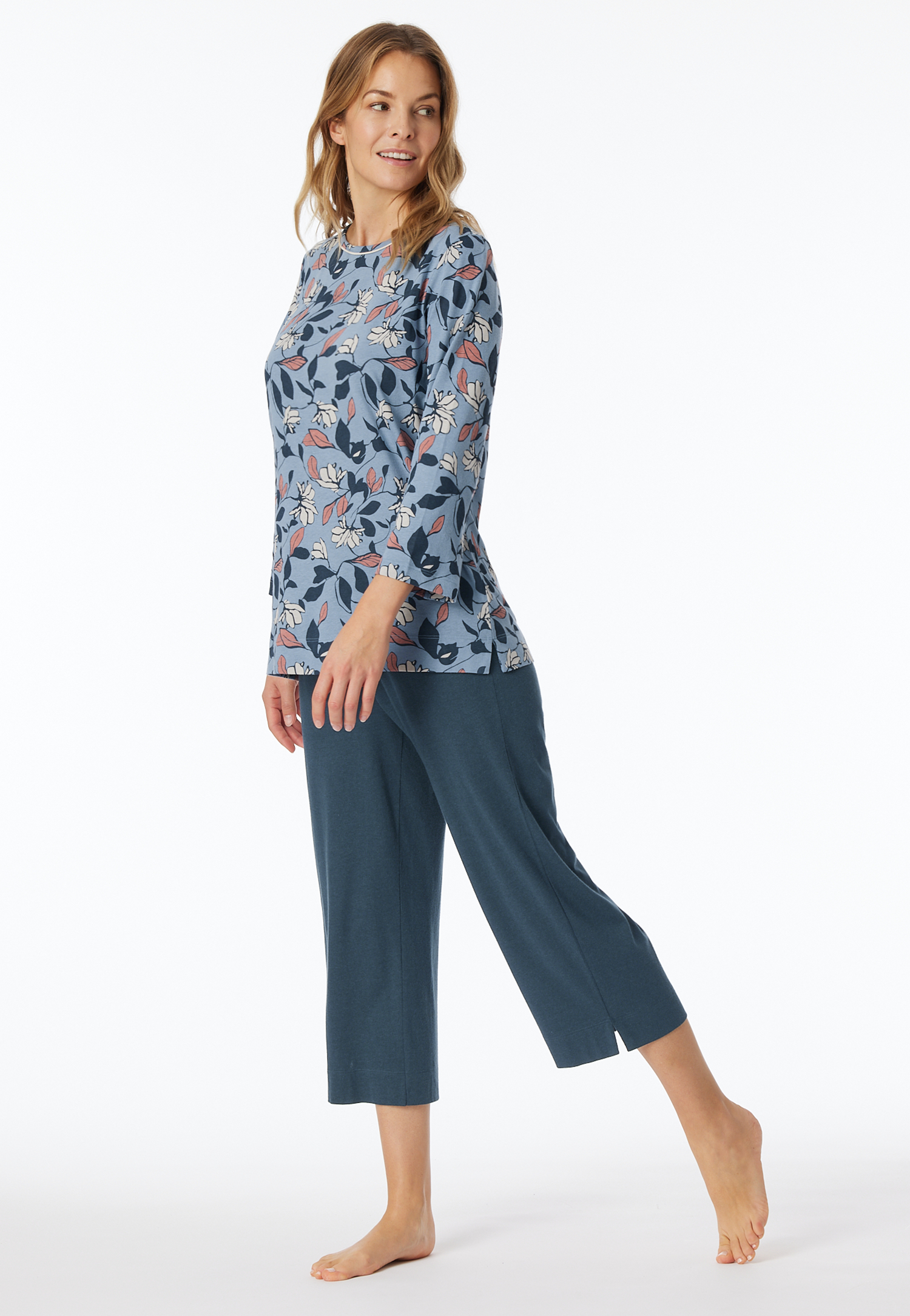 Bild von Schlafanzug 3/4-lang blaugrau gemustert - Comfort Nightwear 40