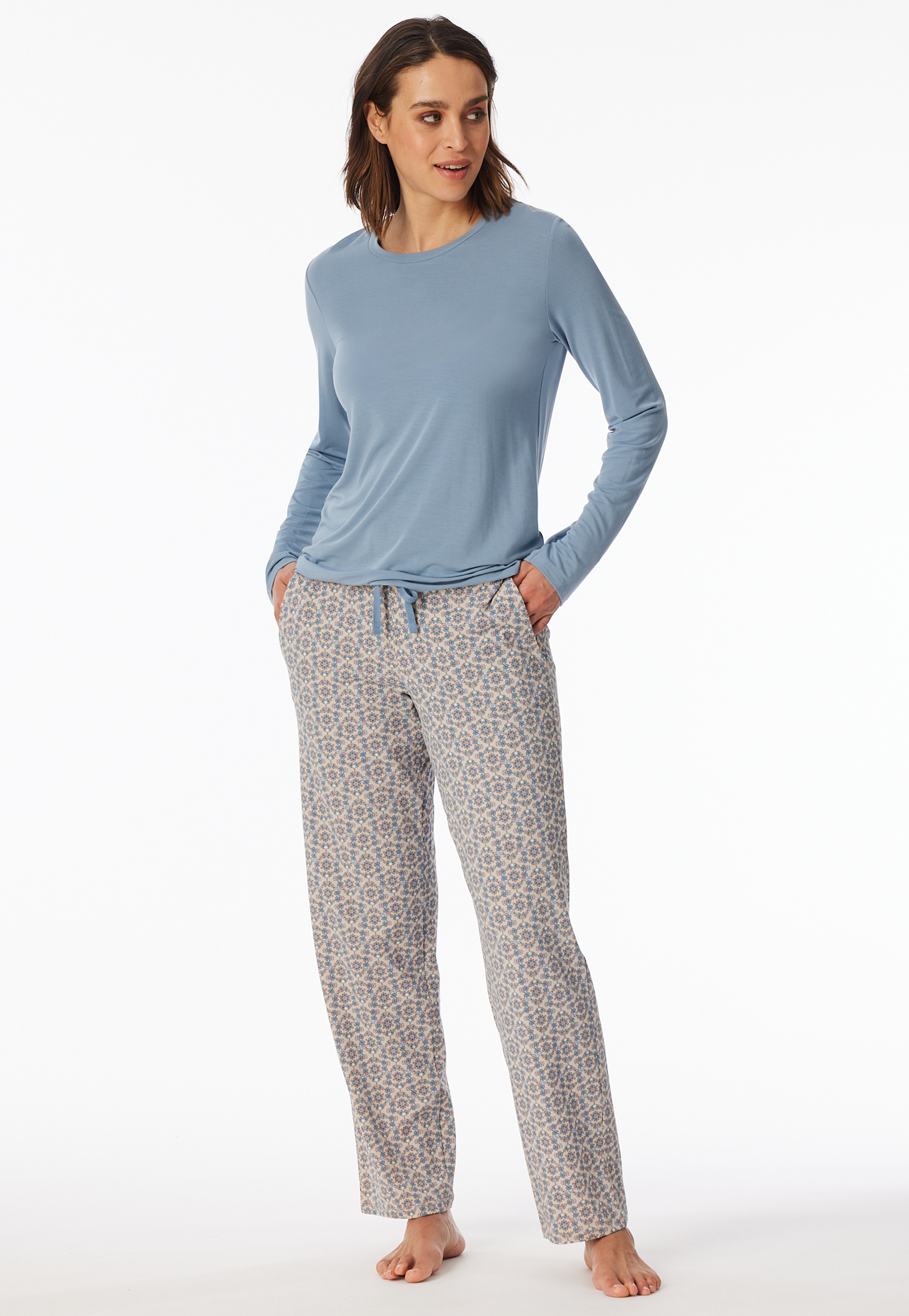 Bild von Schiesser Hose lang Blümchen multicolor gemustert - Mix+Relax für Damen