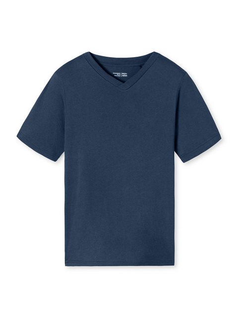 Bild von Schiesser Herren Schlafshirt Kurzarm V-Ausschnitt Bio-Baumwolle-Mix + Relax Pyjamaoberteil, royal_182181, 52