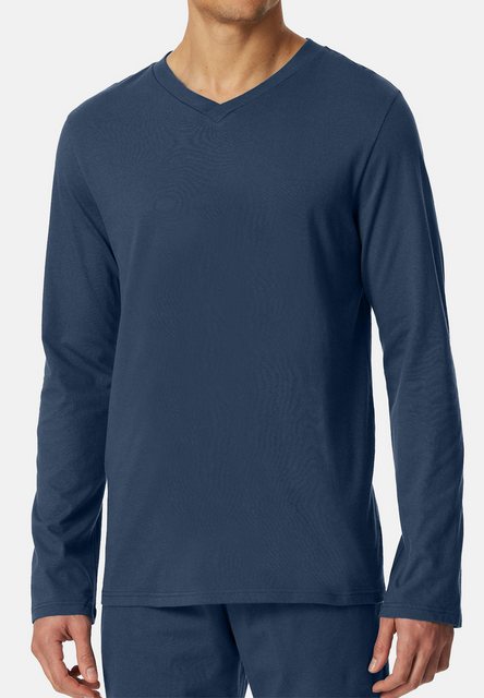 Bild von Schiesser Herren Schlafshirt Kurzarm V-Ausschnitt Bio-Baumwolle-Mix + Relax Pyjamaoberteil, royal_182182, 56 DE