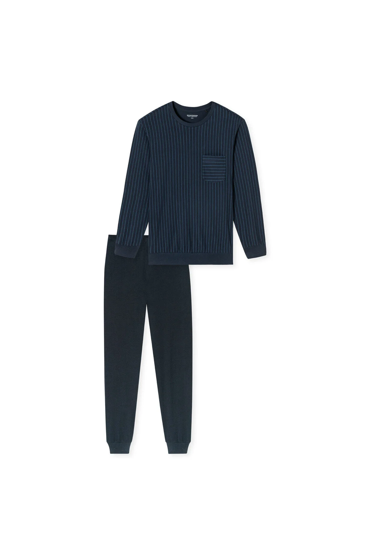Bild von Schiesser Herren Schlafanzug Lang Mit Bündchen - Nightwear Pyjamaset, Dunkelblau_182196, 50 EU