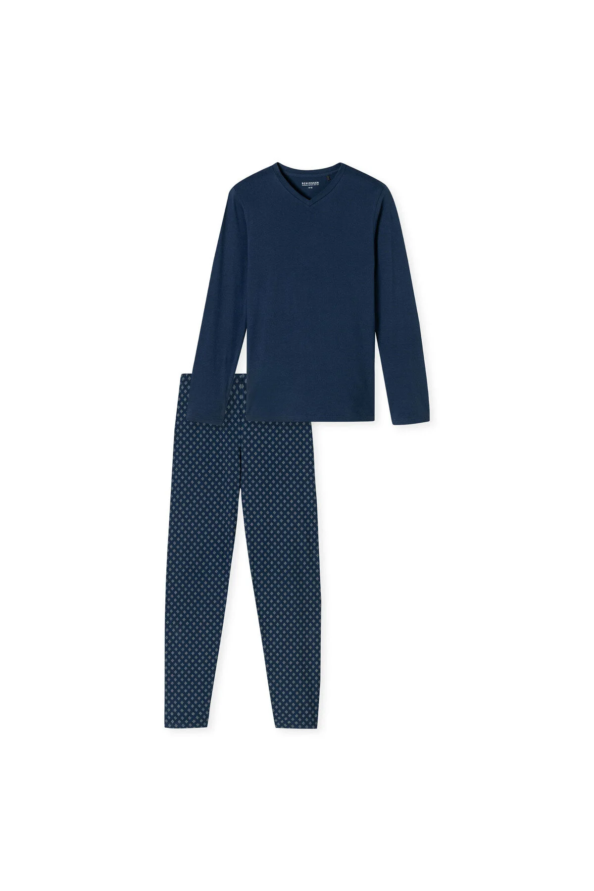 Bild von Schiesser Schlafanzug, Lang Casual Essentials, Baumwolle, V-ausschnitt für Herren - 4XL