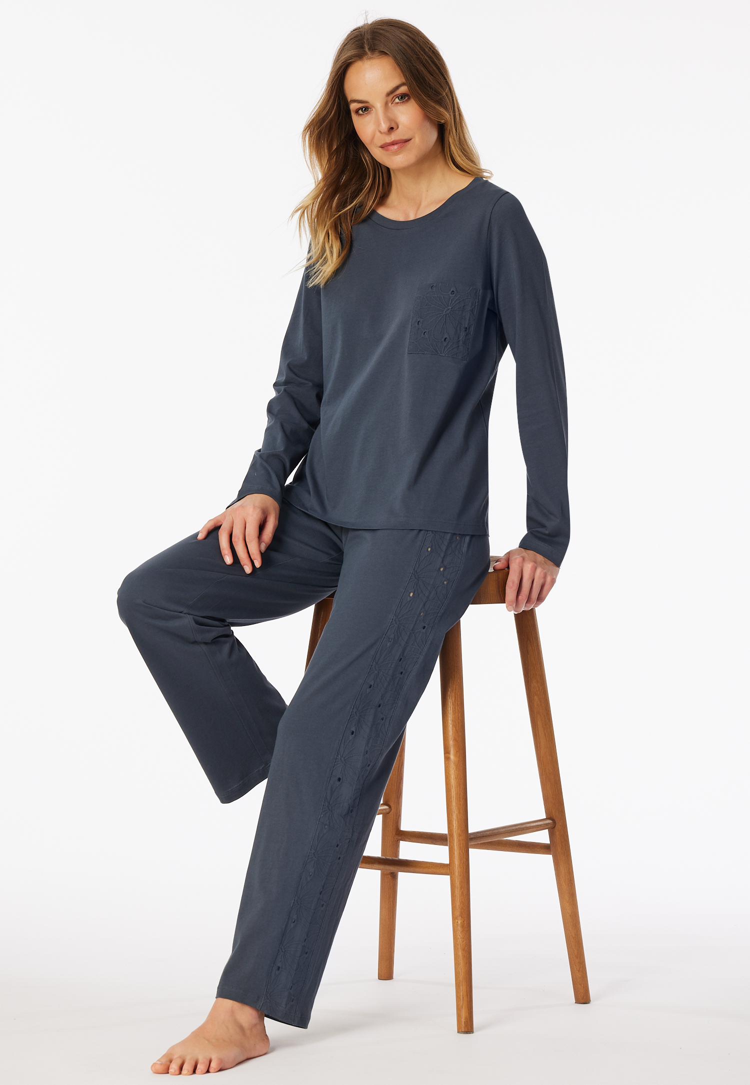 Bild von Schlafanzug lang graphit - Casual Nightwear 42