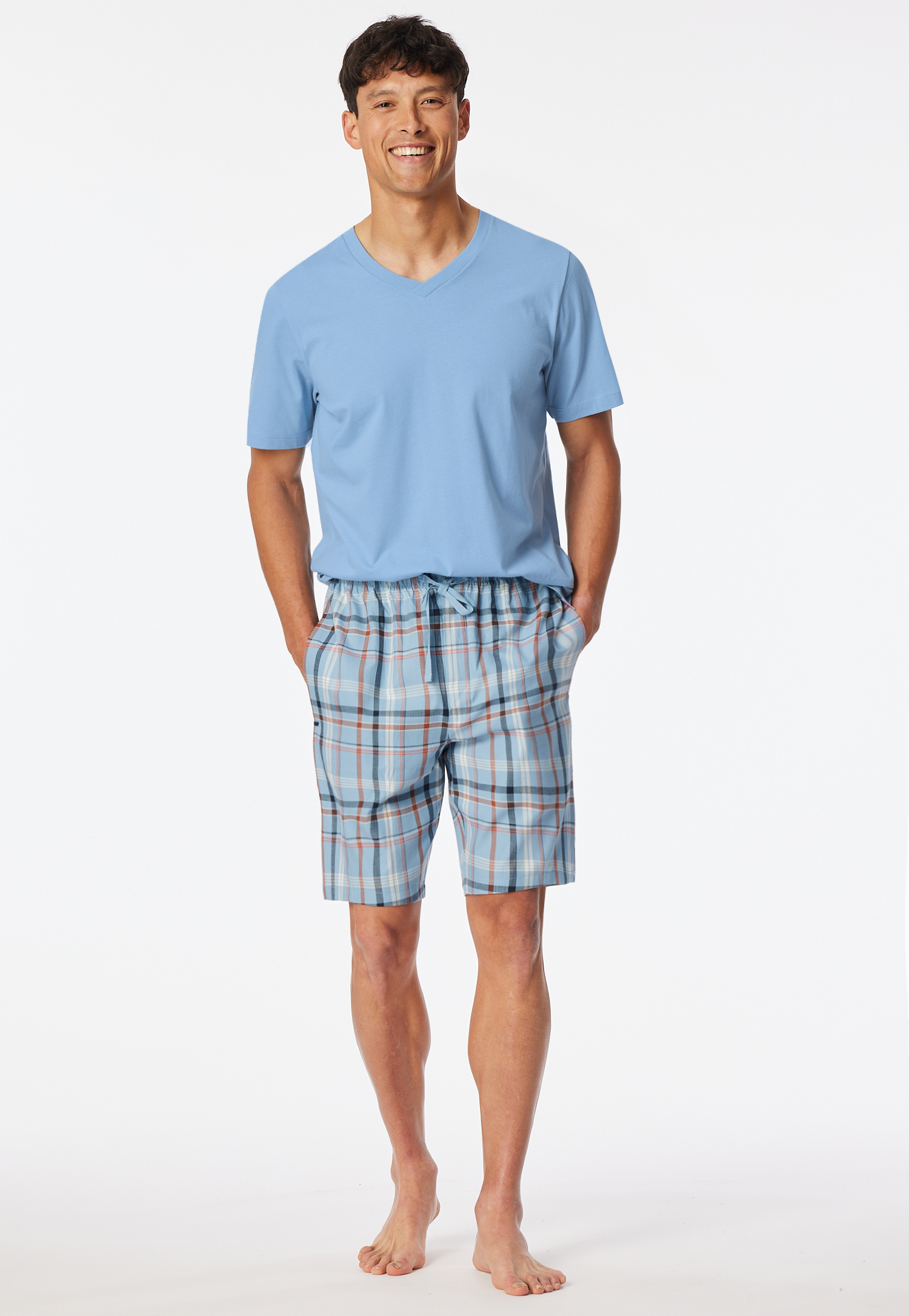 Bild von Bermuda kurz Webware pacific blue kariert - Mix+Relax 54